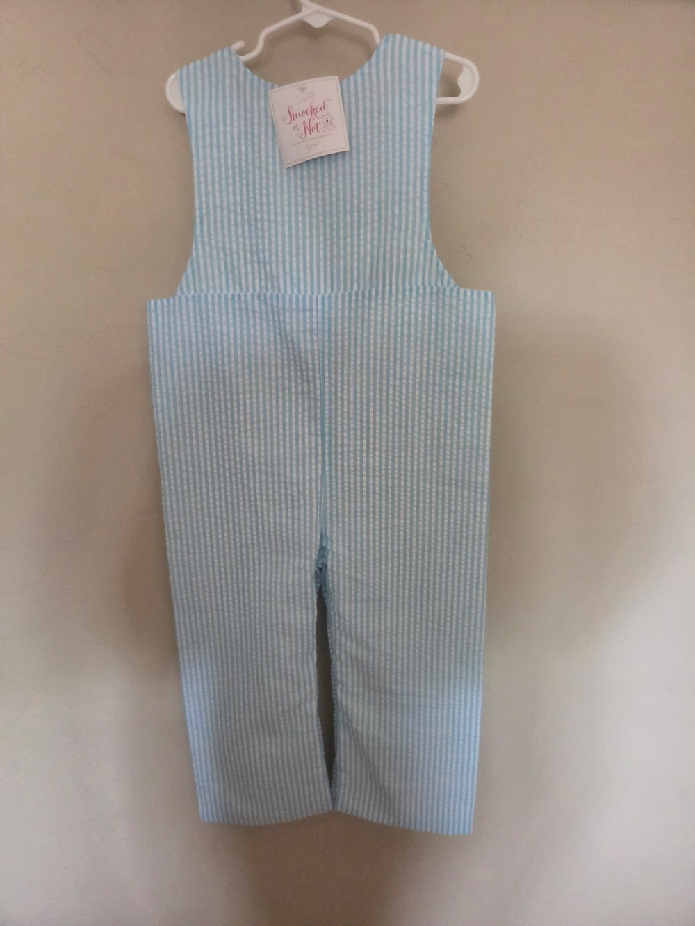 Seersucker Light Blue Kids Overalls by